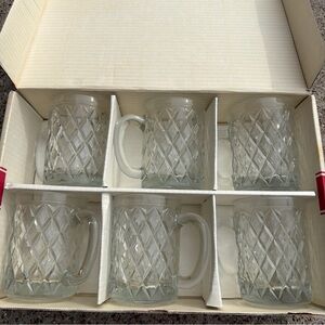Vintage Diamond Pattern crystal Mug Set by Paul Sebastian original hostess box